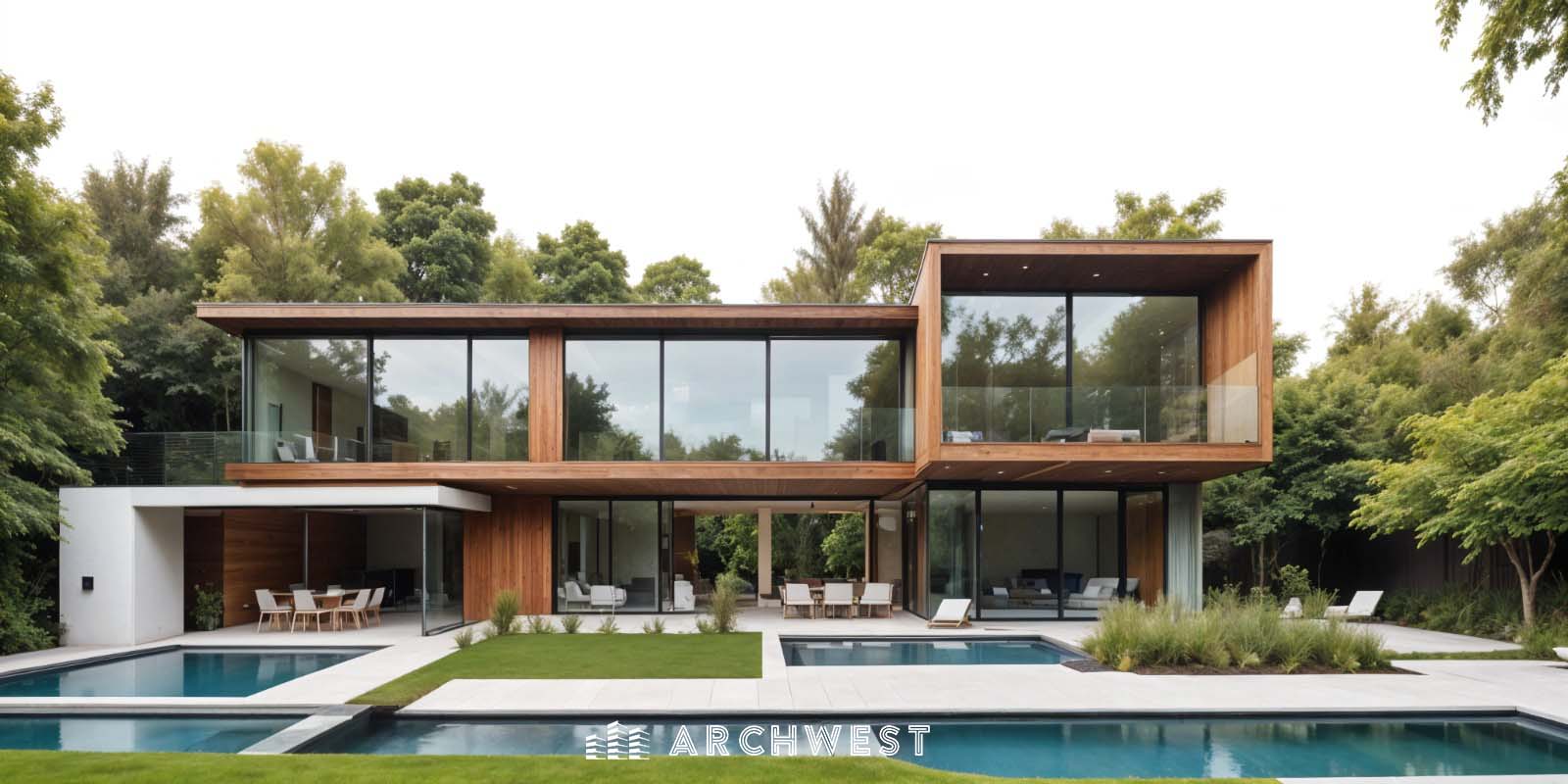 8.3D Render of Modern house with pool, Austin, Texas